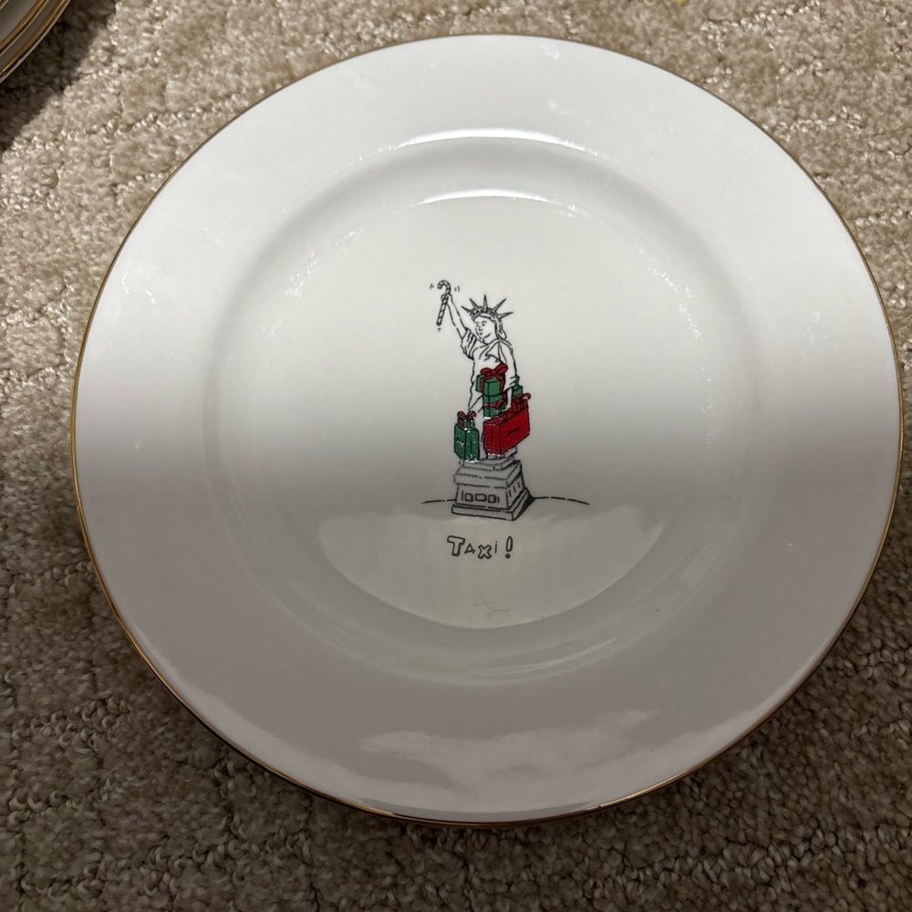 Merry Masterpieces Porcelain 1999 1st Ed Statue Of Liberty Taxi 8” Salad Plate
